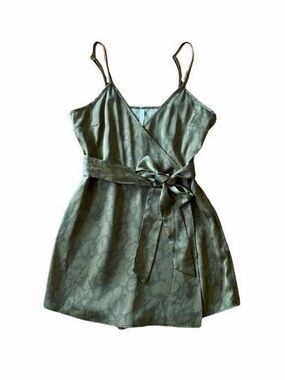 Urban Outfitters Satin Green Romper Dress - Small